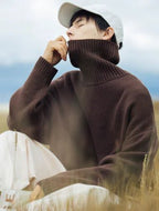 Sham Trendy Men's Soft Loose Turtleneck Sweater - StilNord