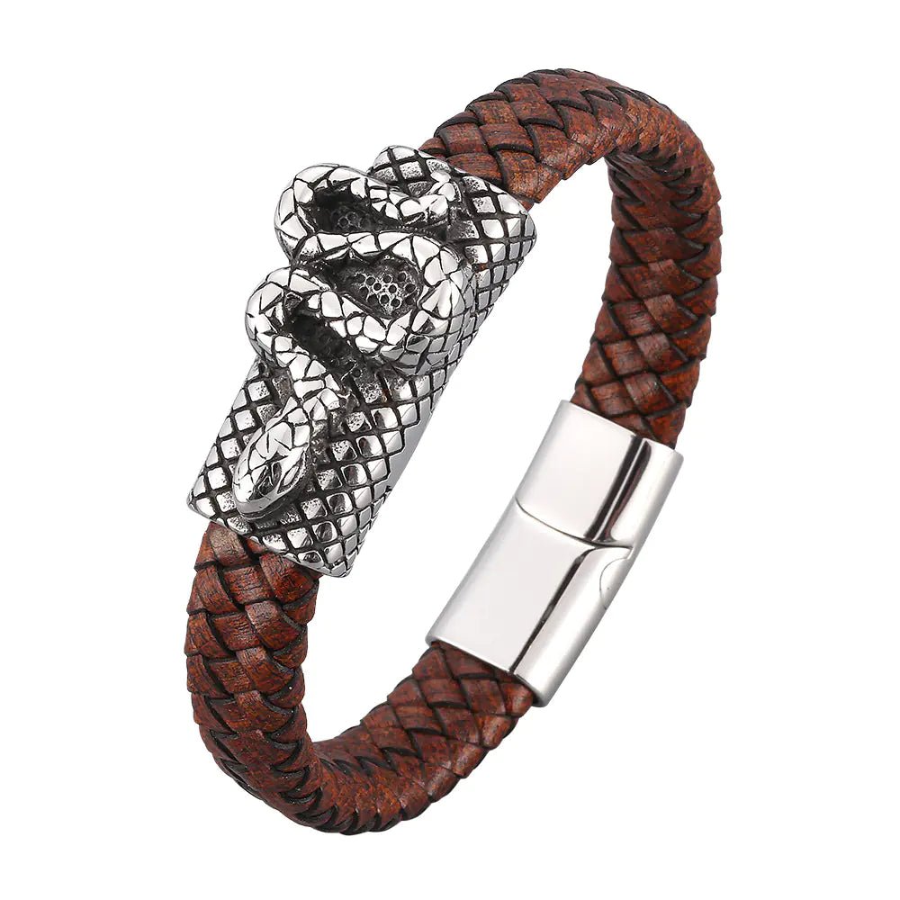 Simple Titanium Steel Leather Rope Bracelet - StilNord