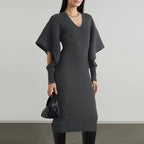Casual Wool Dress with Dolman Sleeves for Fall/Winter