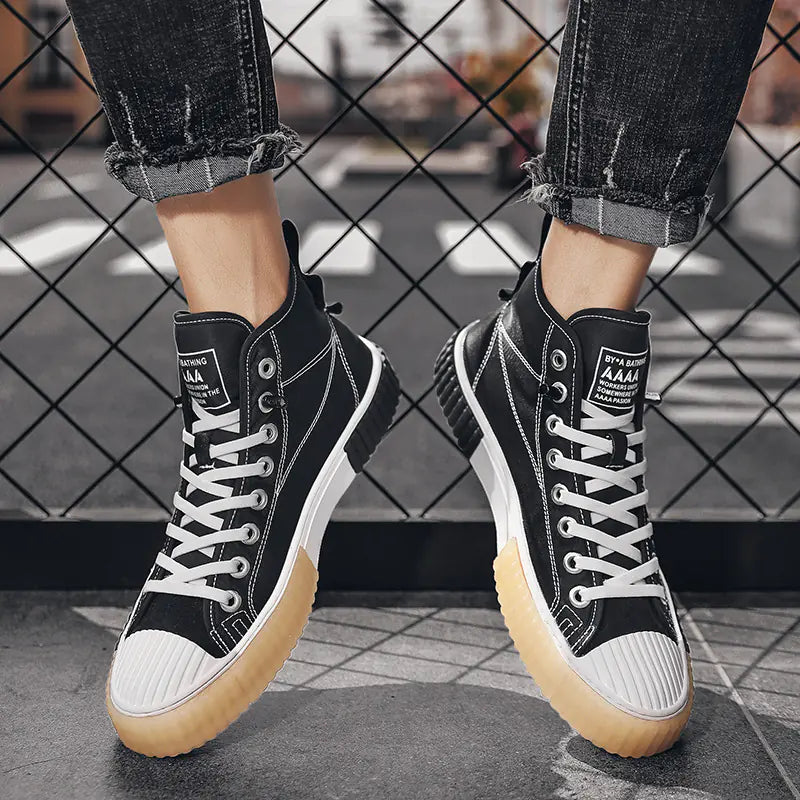 Men's High-Top Color Block Casual Shoes, Breathable