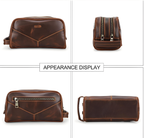 Toilettaske til mænd i ægte læder – vintage-stil