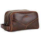 Toilettaske til mænd i ægte læder – vintage-stil