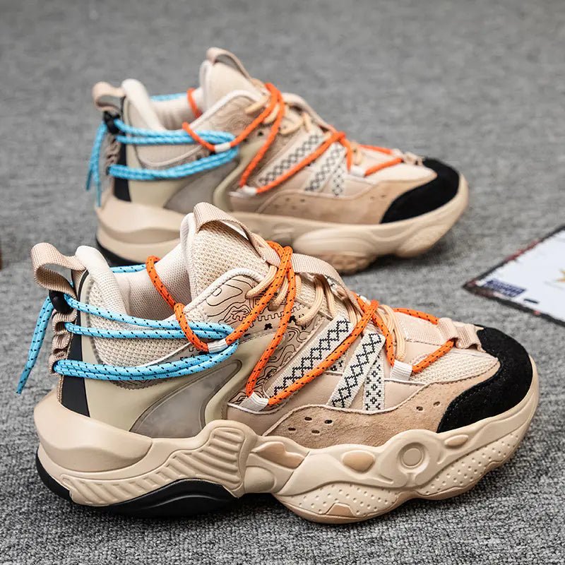 Trendy herresneakers med farveblok og tyk sål, høj model - StilNord