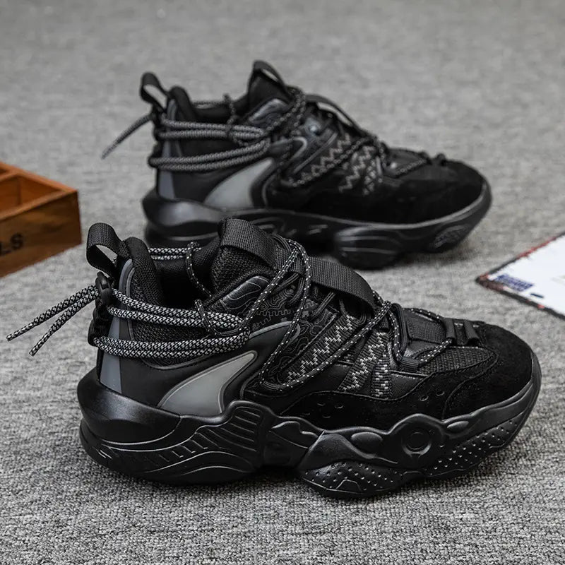 Trendy herresneakers med farveblok og tyk sål, høj model - StilNord