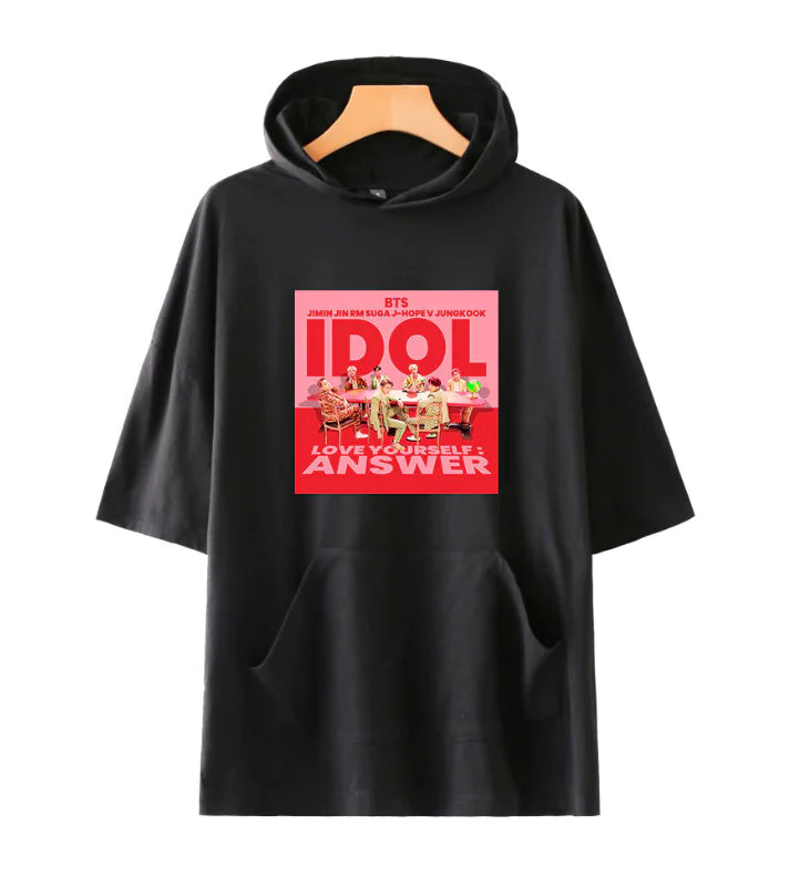 Fashionable Hooded Short Sleeve T-Shirt