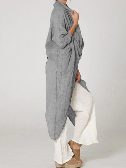 Vintage - inspireret asymmetrisk langærmet skjorte til kvinder - StilNord