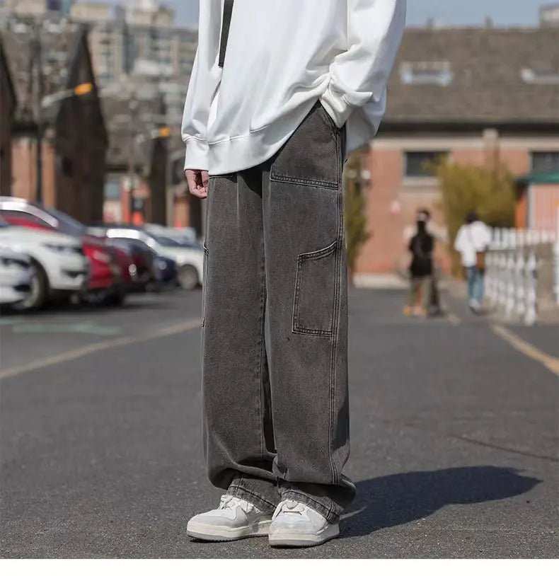 Vintage Loose Fit Washed Denim Pants for Men - StilNord
