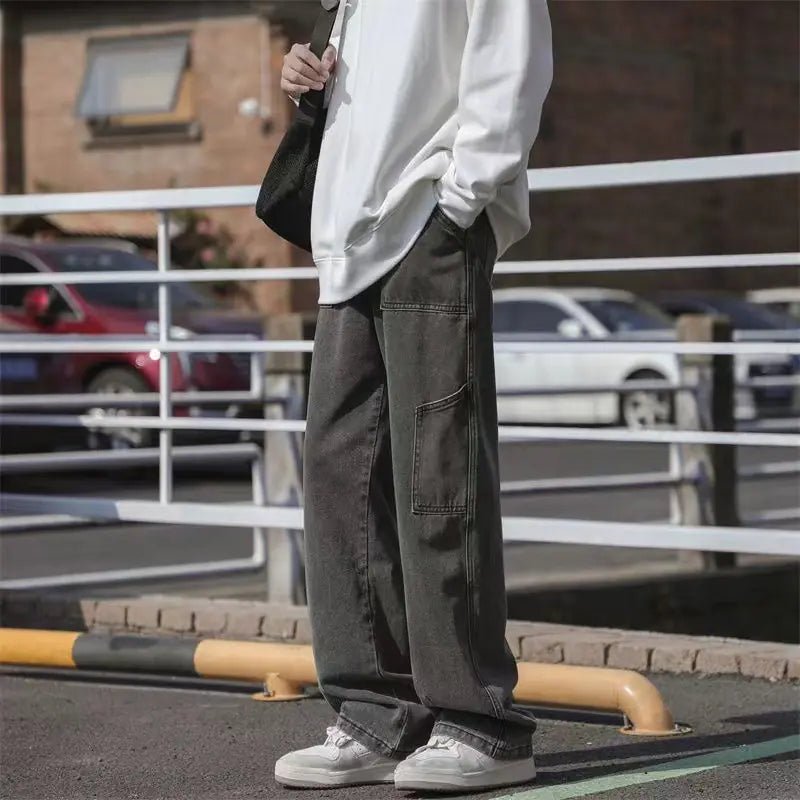 Vintage Loose Fit Washed Denim Pants for Men - StilNord