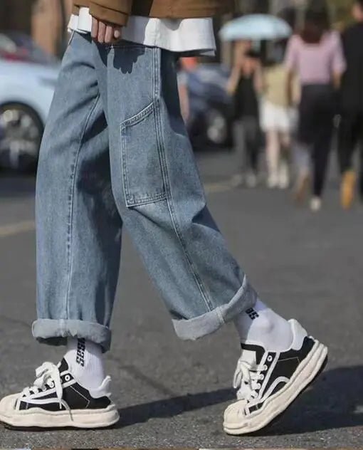 Vintage Loose Fit Washed Denim Pants for Men - StilNord