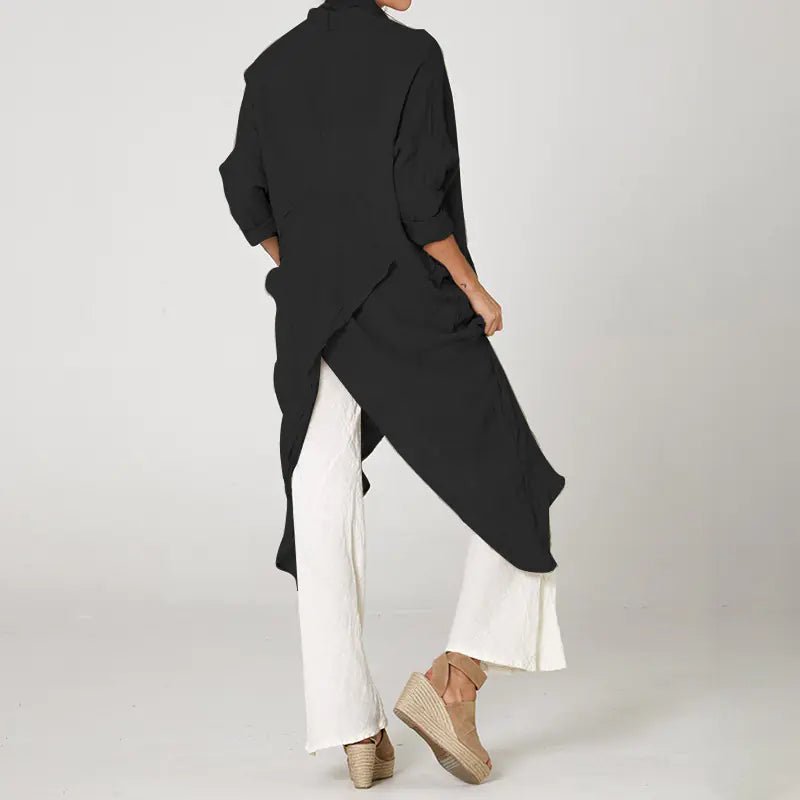 Vintage Style Asymmetrical Long Sleeve Women's Shirt - StilNord
