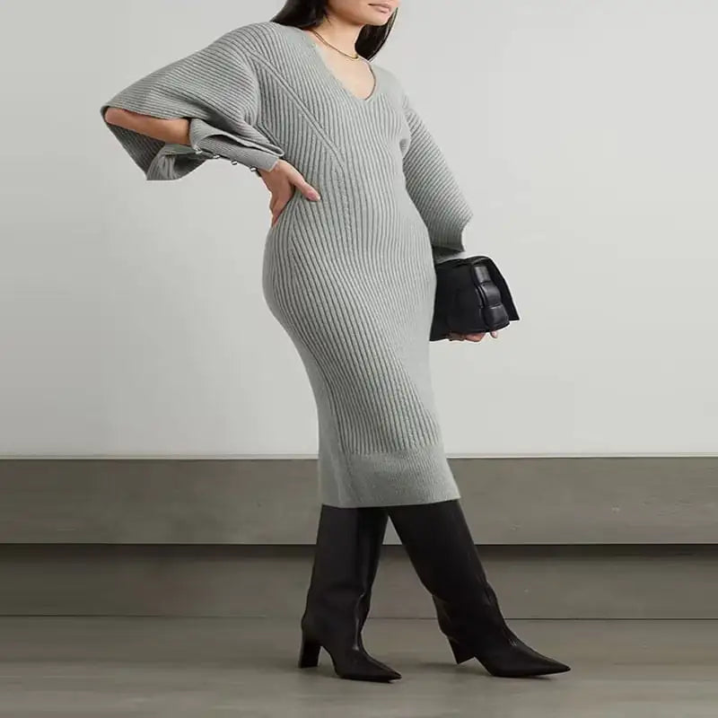 Casual Wool Dress with Dolman Sleeves for Fall/Winter