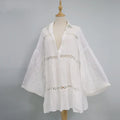 Plus Size Hollow Out Bell Sleeve Beach Cover-Up