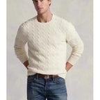 White Long - Sleeved Round Neck Knit Sweater Shirt - StilNord