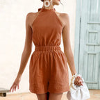 2023 Summer Backless Cotton Beach Jumpsuit for Women