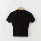 Women's Knitted Polo Collar Short Sleeve Tank Top - StilNord