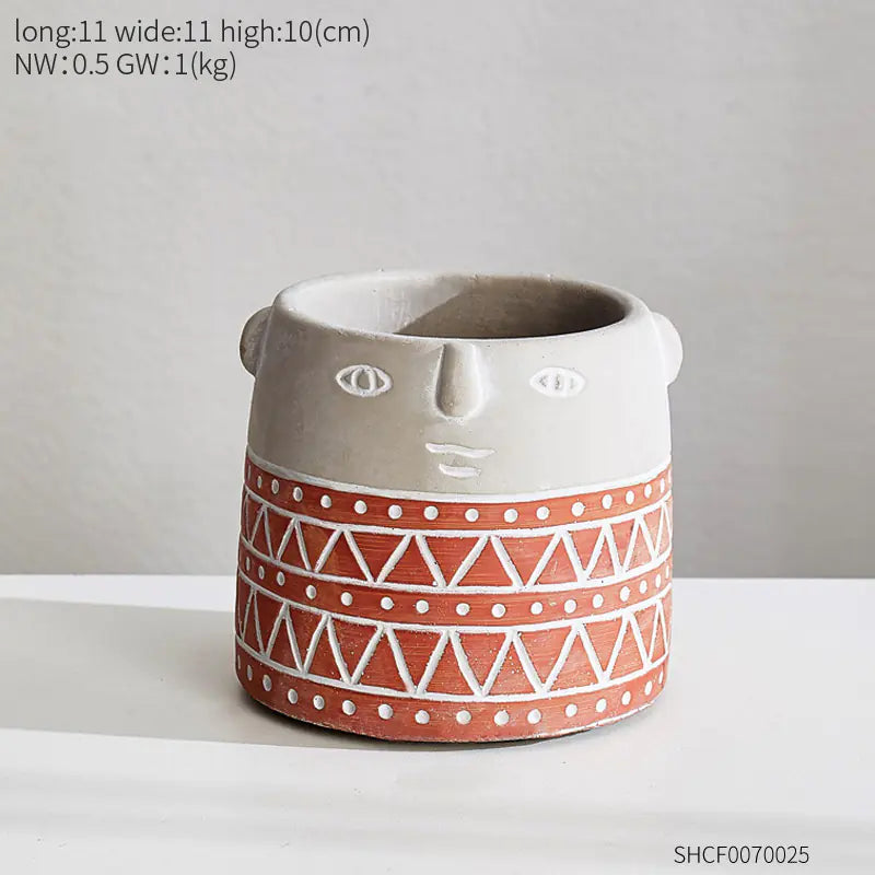 Nordic Modern Cartoon Cement Planter for Balcony Decor