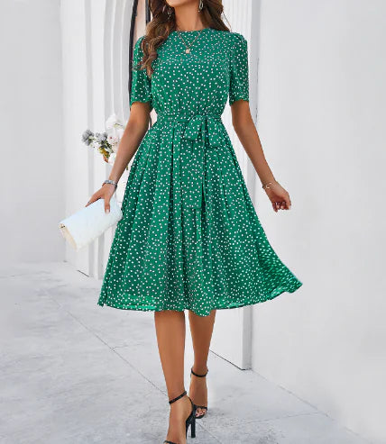 2019 Autumn Winter Vintage Floral A-Line Midi Dress