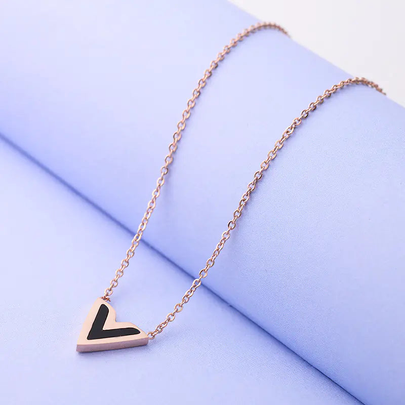Fashionable Rose Gold Titanium V Necklace for Women