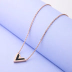 Fashionable Rose Gold Titanium V Necklace for Women