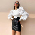 Puff Sleeve Fitted T-Shirt Top