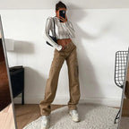 Wide Leg Cargo Pants for Women with Pockets