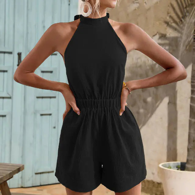 2023 Summer Backless Cotton Beach Jumpsuit for Women
