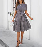 2019 Autumn Winter Vintage Floral A-Line Midi Dress