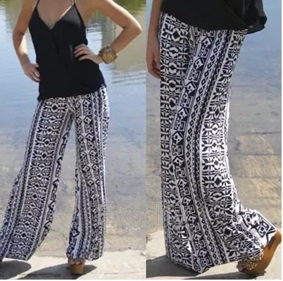 Printed Straight-Leg Long Pants